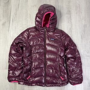 Patagonia Jacket Girls Large Purple Pink Hooded Down Puffer Coat Warm Winter